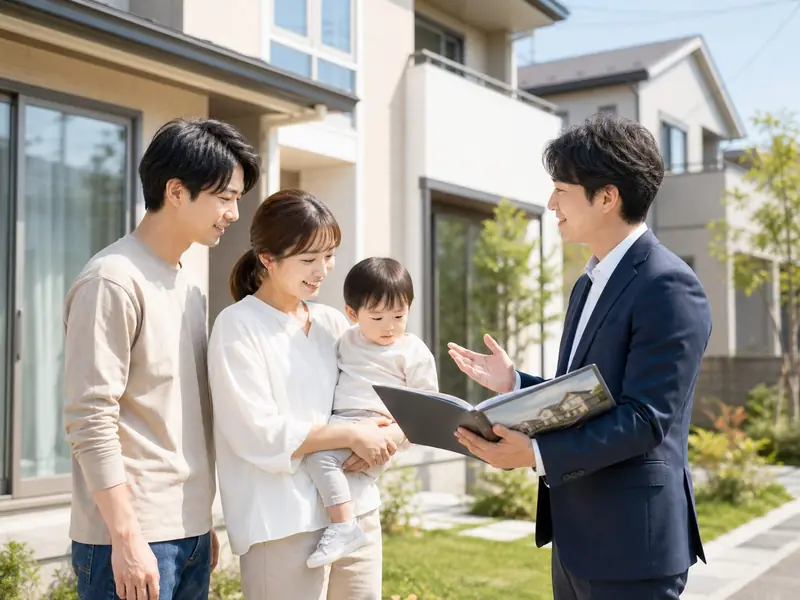 住まい選びのスケジュールを家族で確認する様子